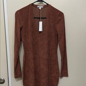 James Perse Brown Long Sleeve Dress